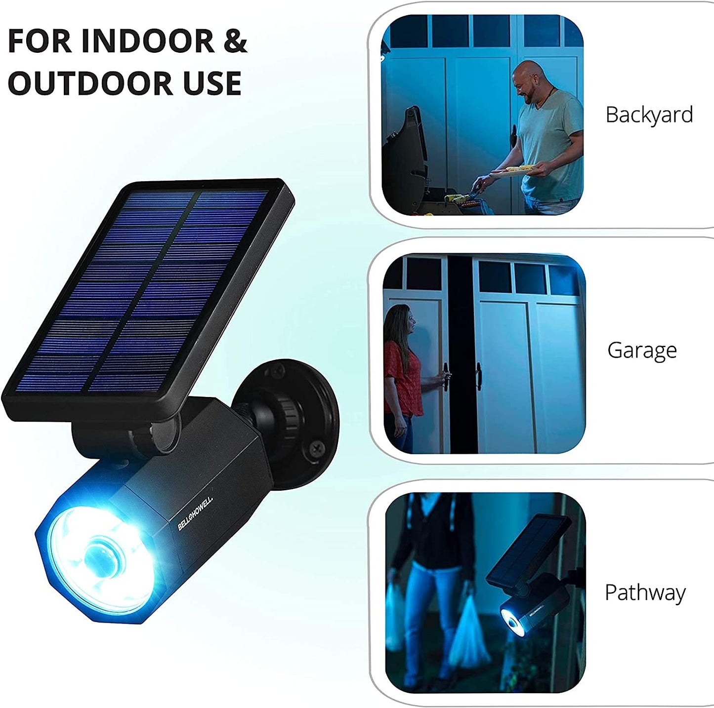 Bell+Howell Bionic Spotlight Motion Solar Spot Lights Outdoor Waterproof, Solar Landscape Lights, Outdoor Solar Yard Lights Weather Resistant, Super Bright LED Lights, for Garden, Lawn As Seen On TV