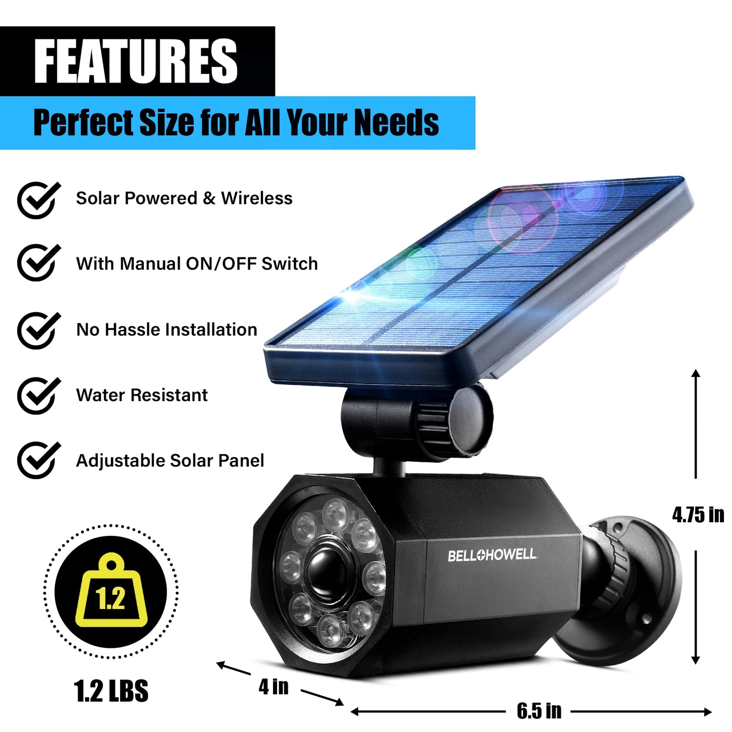 Bell+Howell Bionic Spotlight Motion Solar Spot Lights Outdoor Waterproof, Solar Landscape Lights, Outdoor Solar Yard Lights Weather Resistant, Super Bright LED Lights, for Garden, Lawn As Seen On TV