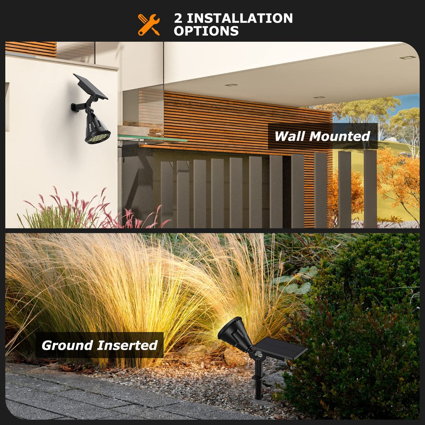 XTGTP Solar Spot Lights Outdoor, 21 LEDs Solar Landscape Lights Auto On/Off with 3 Modes, IP67 Waterproof Solar Yard Spotlight Wall Lights, 2-in-1 Solar Outdoor Lights for Garden, Pathway, Pool
