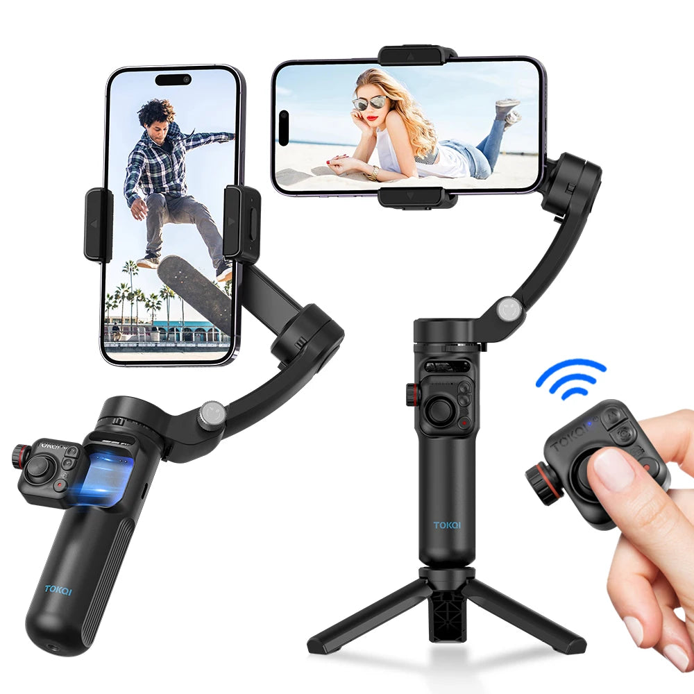 Selfie Tripod & 3-Axis Gimbal for Smooth Video Recording