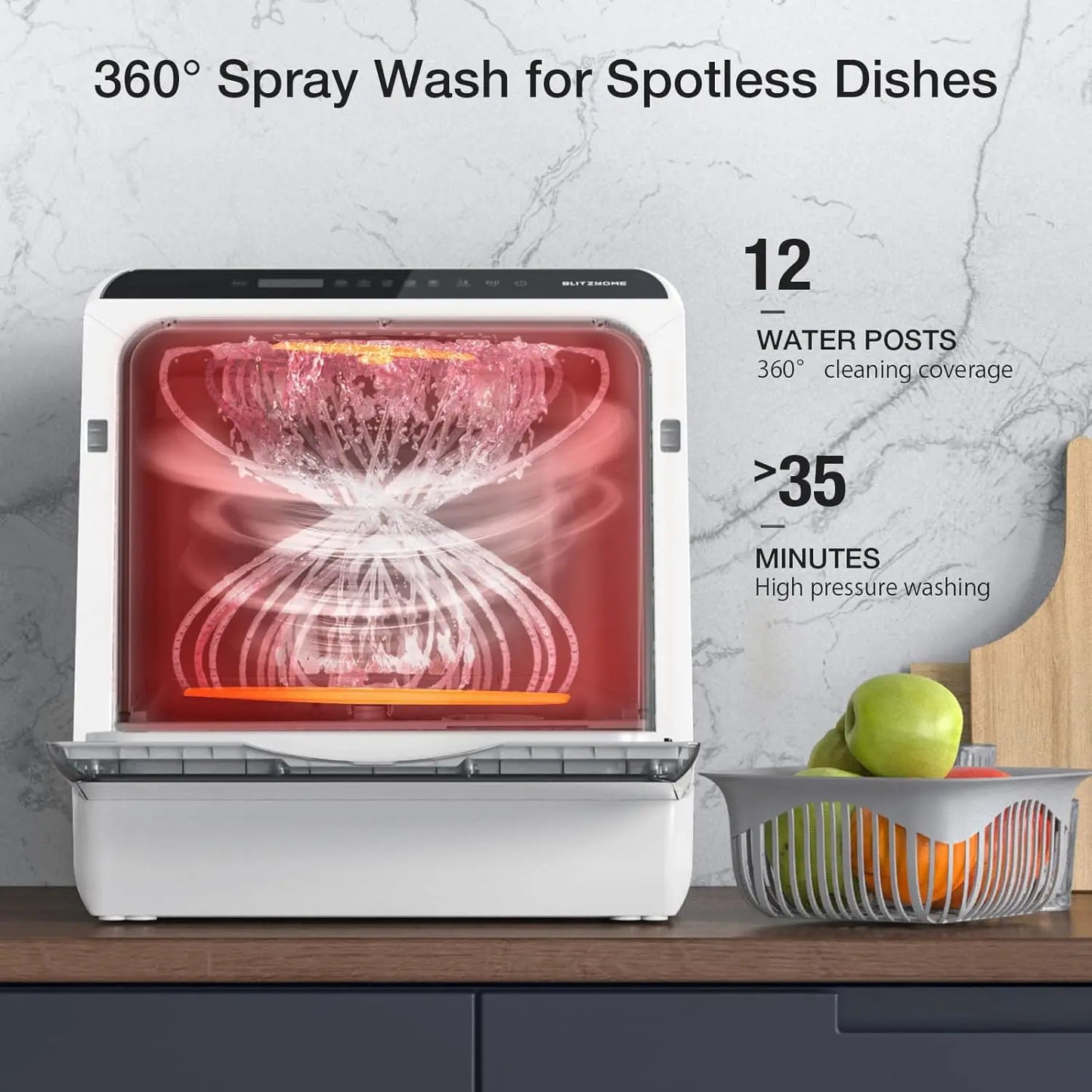 Portable Countertop Dishwasher, Smart WIFI, 5L Tank, 6 Programs