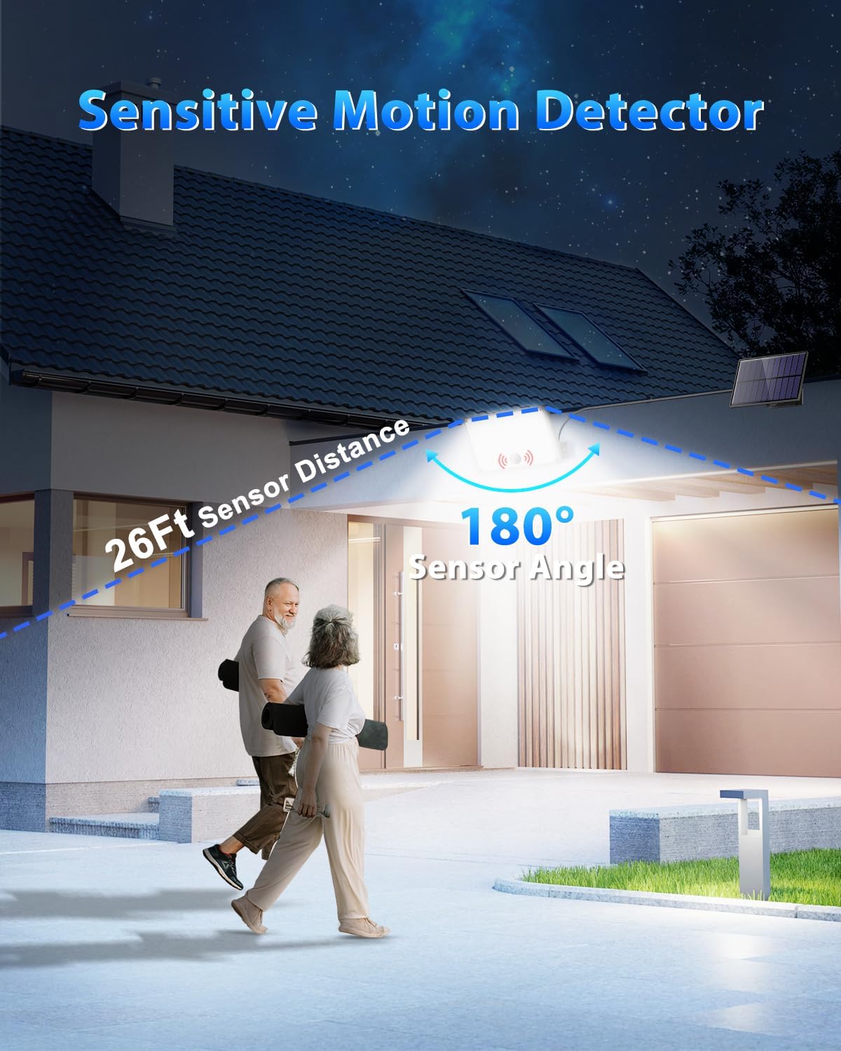 Gusicil Solar Lights for Outside, 172LED 3Modes Split Motion Sensor Outdoor Lights with Remote Control, Solar Lights Outdoor Waterproof IP65, Outdoor Solar Lights for Yard,Patio,Garden,Garage, 2 Pack