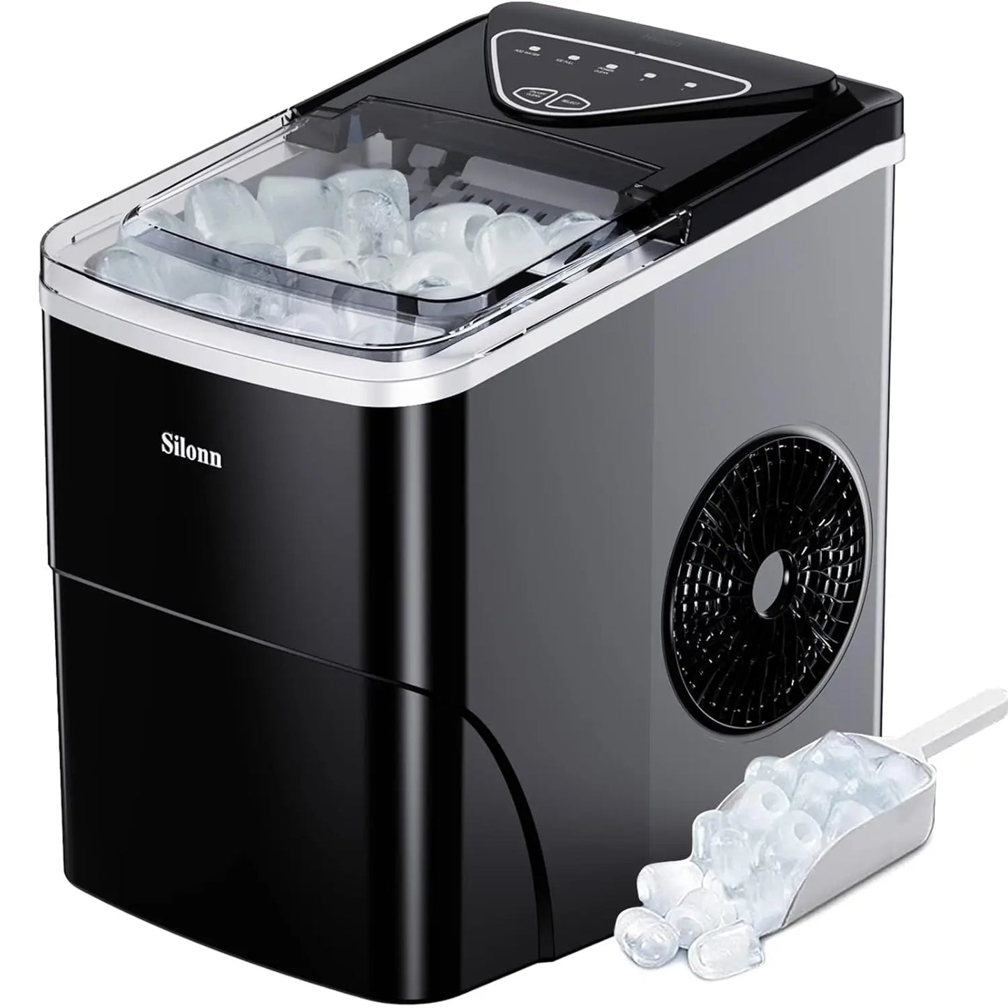 Ice Maker Countertop, 9 Cubes in 6 Mins, 26lbs/Day, Self-Cleaning