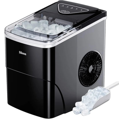 Ice Maker Countertop, 9 Cubes in 6 Mins, 26lbs/Day, Self-Cleaning