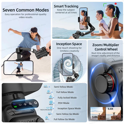 Selfie Tripod & 3-Axis Gimbal for Smooth Video Recording