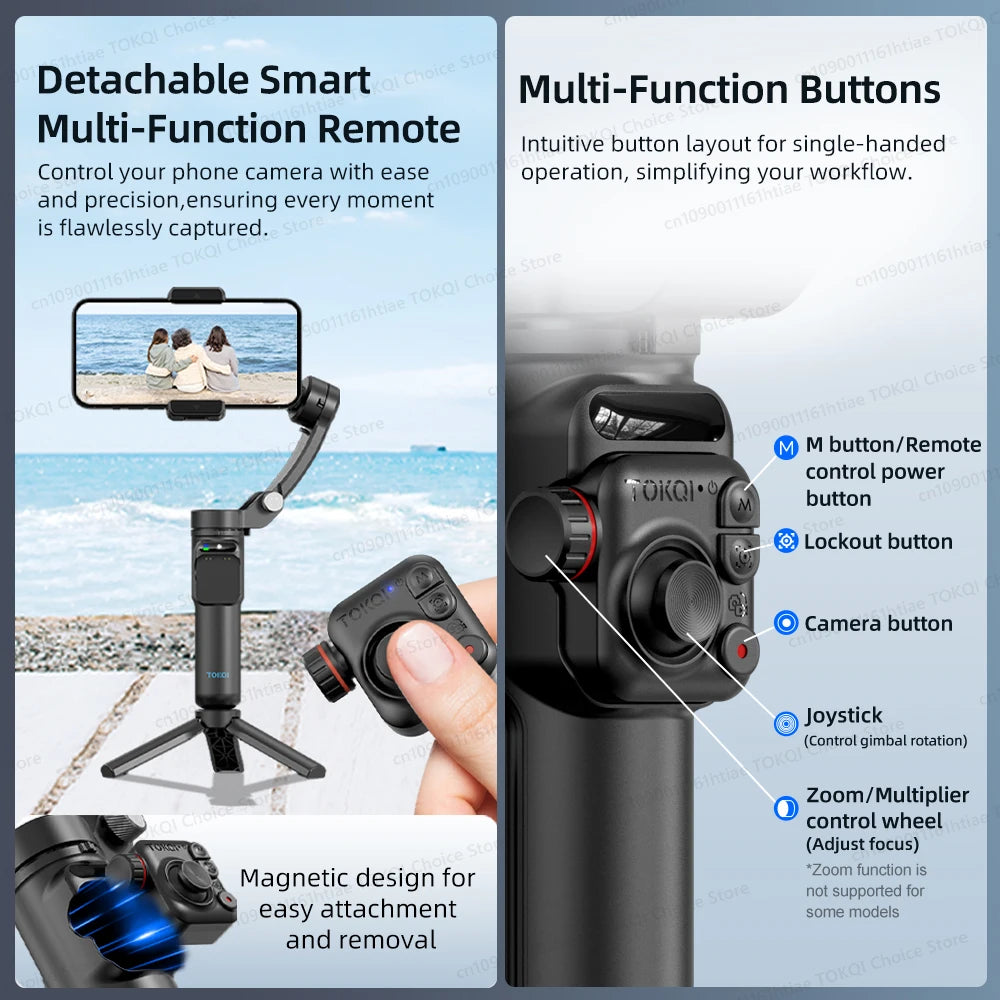 Selfie Tripod & 3-Axis Gimbal for Smooth Video Recording