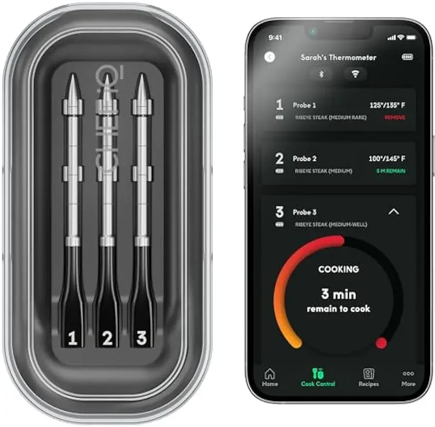 Wireless Meat Thermometer - 3 Probes, Unlimited Range