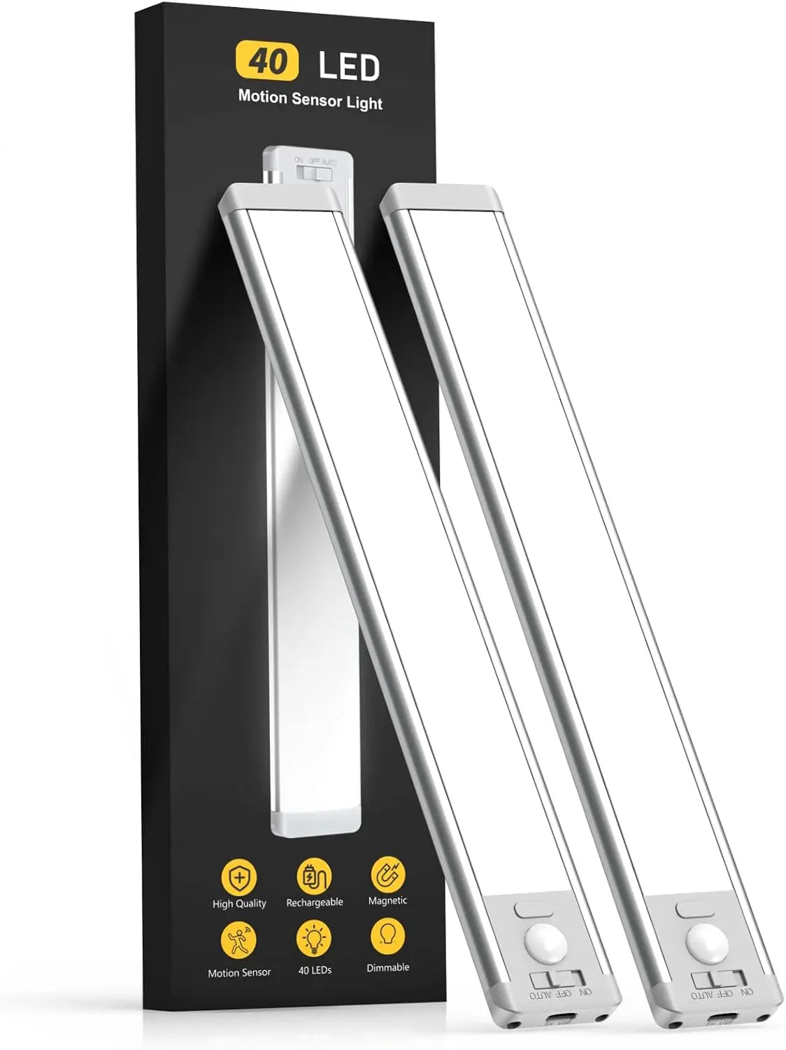 Under Cabinet LED Lights, Rechargeable Motion Sensor, 2 Pack