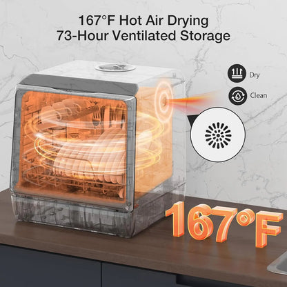 Portable Countertop Dishwasher, Smart WIFI, 5L Tank, 6 Programs