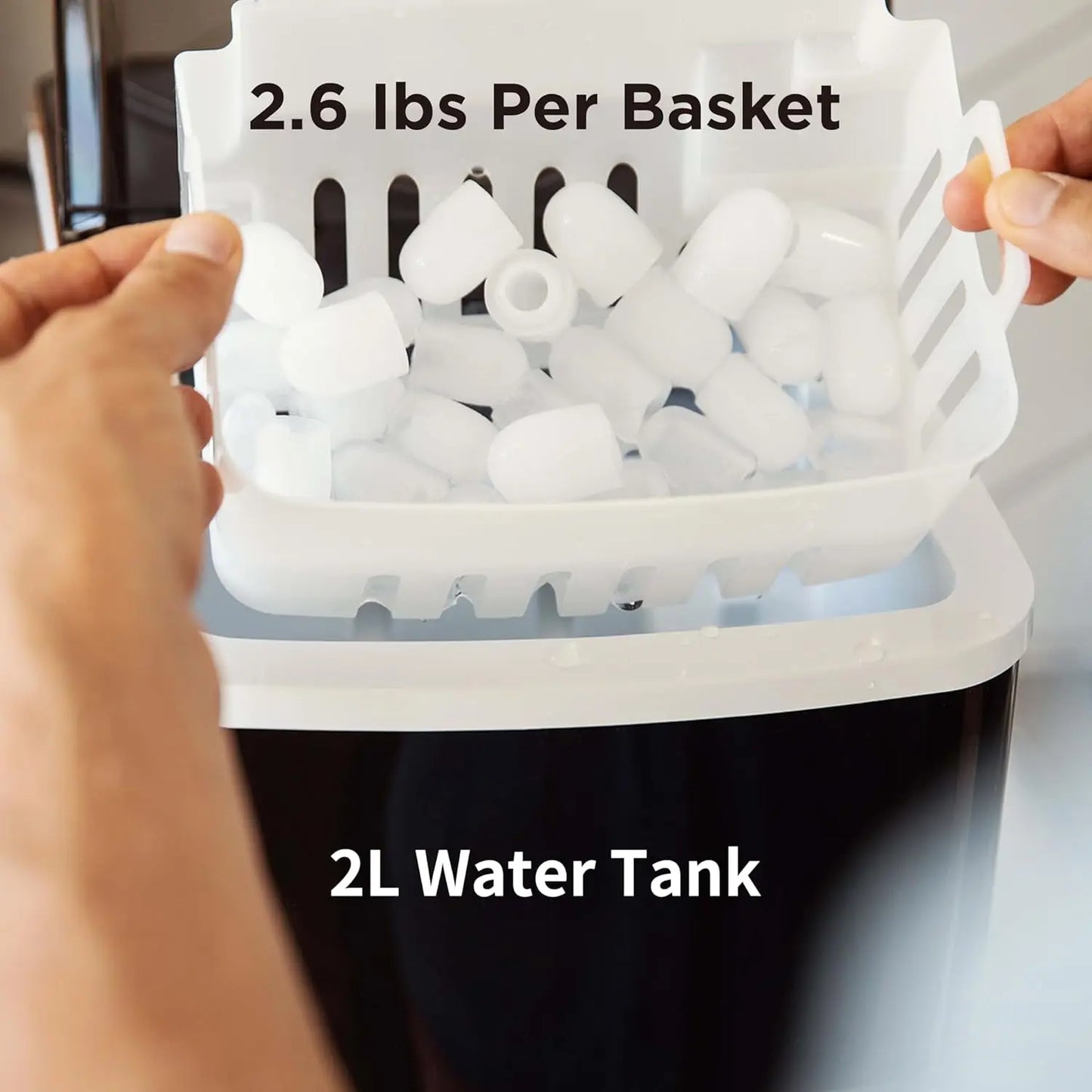 Ice Maker Countertop, 9 Cubes in 6 Mins, 26lbs/Day, Self-Cleaning