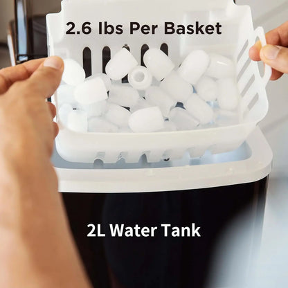 Ice Maker Countertop, 9 Cubes in 6 Mins, 26lbs/Day, Self-Cleaning