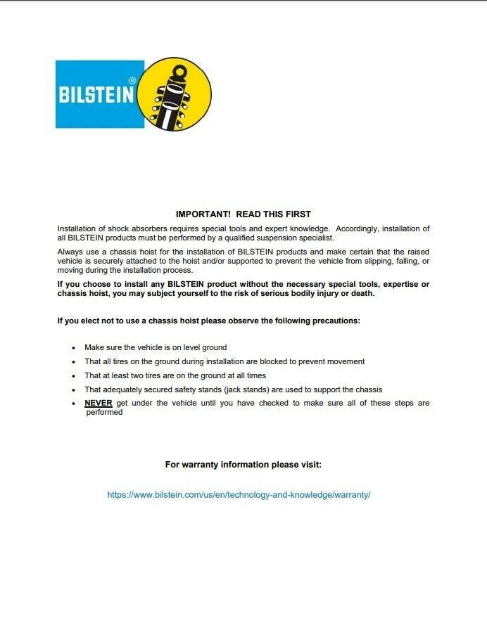 Bilstein B6 Front & Rear Shocks PerFormance For Ford F53 V10 Engine 1999-2021